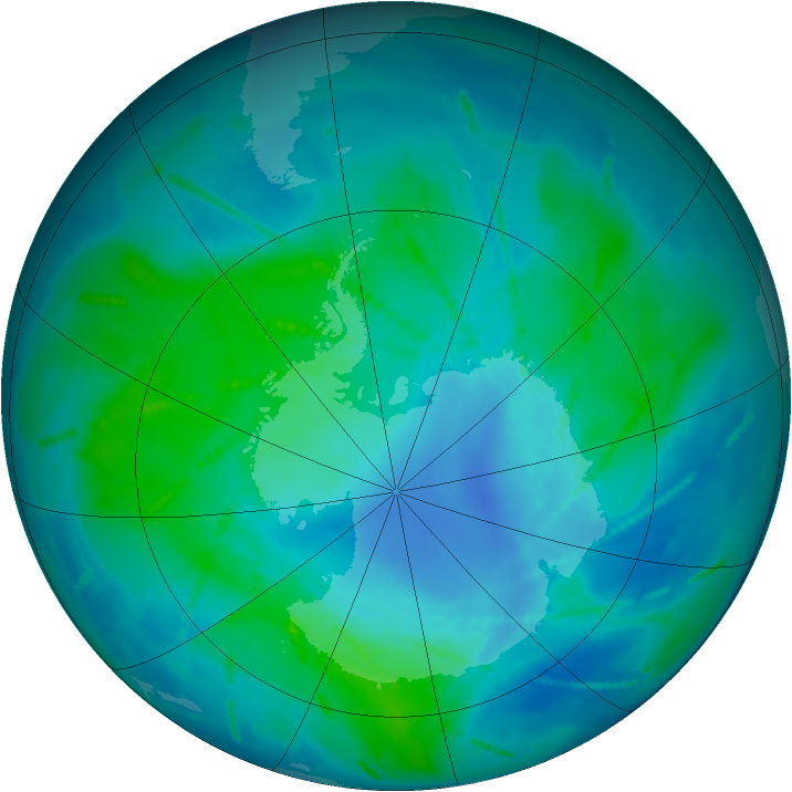 Antarctic ozone map for 19 February 2011
